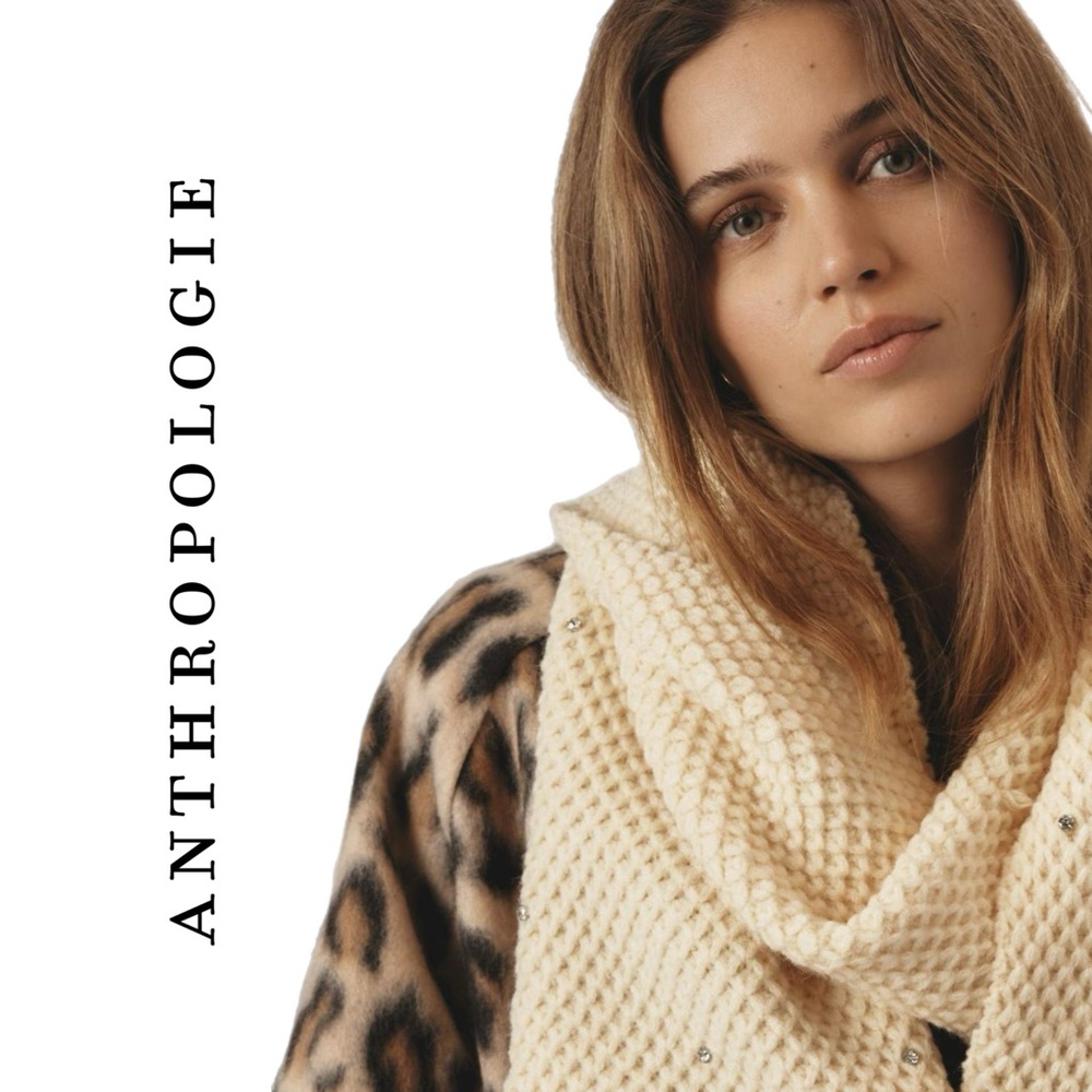 Anthropologie Rhinestone Waffle Knit Scarf